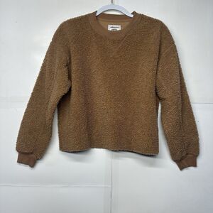 American Eagle: Teddy Sherpa Cropped Pullover Crewneck Sweatshirt Comfy Size XS